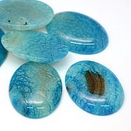 Oval Dyed Natural Crackle Agate Cabochons, Dodger Blue, 40x30x6~8mm(G-R349-30x40-01)
