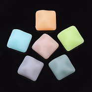 Rubberized Style Acrylic Cabochons, Square, Mixed Color, 16x16x9mm(X-OACR-T020-037)