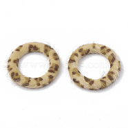 Faux Mink Fur Covered Linking Rings, with Aluminum Bottom, Ring, Platinum, Pale Goldenrod, 35.5x5mm(WOVE-N009-02I)