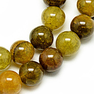 Natural Dragon Veins Agate Beads Strands, Dyed, Round, Goldenrod, 8mm, Hole: 1mm, about 48pcs/strand, 14.96 inch(G-Q948-81F-8mm)