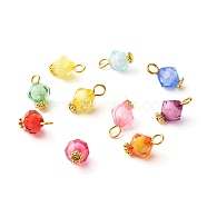 Transparent Acrylic Charms, with Alloy Daisy Spacer Beads and Iron Flat Head Pins, Bicone, Mixed Color, 14x8mm, Hole: 2.5mm(PALLOY-JF00877)