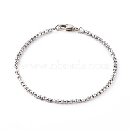 304 Stainless Steel Box Chain Bracelets,with Brass Lobster Claw Clasps, Stainless Steel Color, 7-7/8 inch(20cm)(BJEW-JB06194-01)