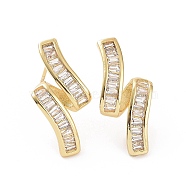 Clear Cubic Zirconia Twist Line Stud Earrings, Brass Jewelry for Women, Golden, 22x11mm, Pin: 0.8mm(EJEW-C040-06G)