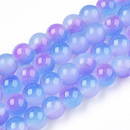 Baking Painted Imitation Jade Glass Round Bead Strands, Two Tone, Cornflower Blue, 7.5~8mm, Hole: 1mm, about 109~111pcs/strand, 30.94~31.26 inch(78.6~79.4cm)(DGLA-N003-8mm-01)