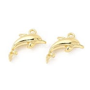 Rack Plating Alloy Pendants, Cadmium Free & Lead Free, Dolphin Charms, Light Gold, 19.5x16.5x5mm, Hole: 1.8mm(FIND-G044-23LG)