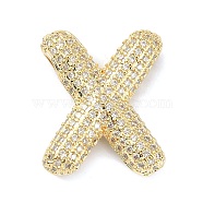 Rack Plating Brass Micro Pave Cubic Zirconia Pendants, Real 18K Gold Plated, Lead Free & Cadmium Free, Letter, Letter X, 23x19x6mm, Hole: 4x2.5mm(KK-Q790-01X-G)