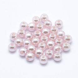 Imitation Pearl Acrylic Beads, Dyed, Round, Misty Rose, 6x5.5mm, Hole: 1.5~2mm, about 4500pcs/pound(PL609-23)