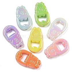 UV Plating Iridescent Acrylic Beads, Bottle Opener, Mixed Color, 34x20x6mm, Hole: 2.5mm(OACR-G039-23)