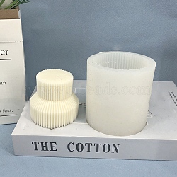 DIY 2-Layer Striped Pillar Candle Silicone Molds, 3D Cylindrical Tall Roman Pillar Molds, for Scented Candle Making, White, 8x8.4cm, Inner Diameter: 6.6cm(SIMO-P001-01F)