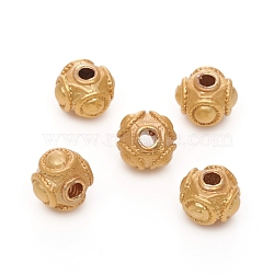 Brass Beads, Long-Lasting Plated, Matte Style, Square, Real 18K Gold Plated, 6.5~7x5.5mm, Hole: 1.6mm(X-KK-G390-26MG)