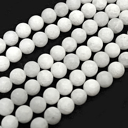 Natural Malaysia Jade Beads Strands, Round, Dyed & Heated, Frosted, 6mm, Hole: 1mm, about 64pcs/strand, 15 inch(G-A152-G-6mm)