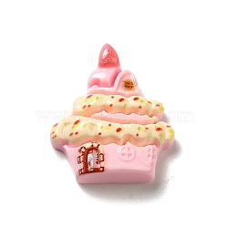 Cartoon Food Hous Opaque Resin Decoden Cabochons, Pink, 28.5x25x7.5mm(CRES-H001-01C)