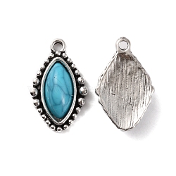 Zinc Alloy Pendants, with Resin, Imitation Turquoise, Horse Eye, Light Sky Blue, 23.5x14.5x5.5mm, Hole: 1.8mm(FIND-WH0108-41AS-08)