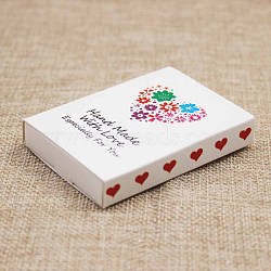 Kraft Paper Boxes and Earring Jewelry Display Cards, Packaging Boxes, with Word and Flower Pattern, White, Folded Box Size: 7.3x5.4x1.2cm, Display Card: 6.5x5x0.05cm(CON-L015-A08)
