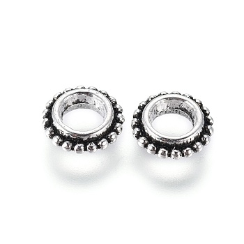 Tibetan Style Alloy Spacer Beads, Donut, Antique Silver, Lead Free & Cadmium Free, 8x2.5mm, Hole: 4mm