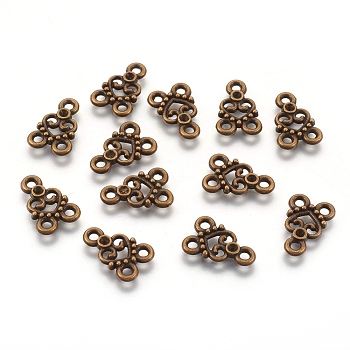 Alloy Chandelier Component Links, 3 Loop Connectors, Lead Free and Cadmium Free, Valentine Ornaments, Heart, Antique Bronze Color, 15x11x2mm, Hole: 2mm