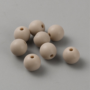 Acrylic Frosted Round Beads, Tan, 7.8x7mm, Hole: 1.6mm