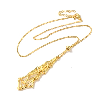 Rack Plating Brass Macrame Pouch Necklace Making for Gemstone Nuggets, with Lobster Claw Clasps and Silicone Beads, Long-Lasting Plated, Cadmium Free & Lead Free, Golden, 17.52 inch(44.5cm)