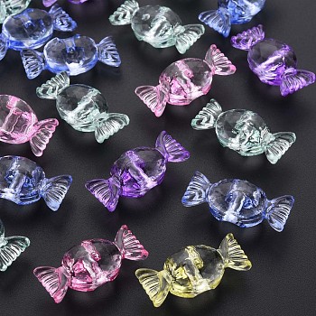 Transparent Acrylic Beads, Faceted, Candy, Mixed Color, 13.5x29x11mm, Hole: 2.5mm, about 270pcs/500g
