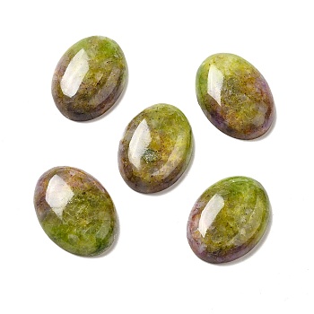 Natural Calcite Cabochons, Dyed, Oval, Yellow Green, 30x22x7.5mm
