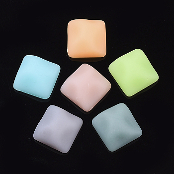Rubberized Style Acrylic Cabochons, Square, Mixed Color, 16x16x9mm