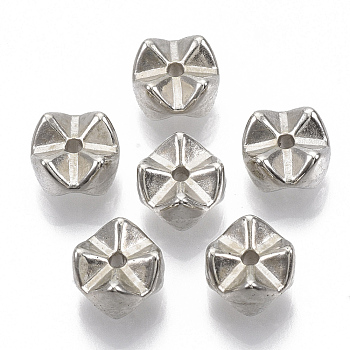 CCB Plastic Beads, for DIY Jewelry Making, Flat Round with Wave, Silver, 9.5x6mm, Hole: 1.6mm