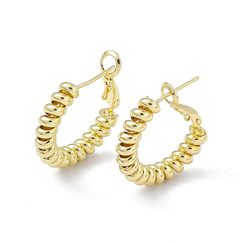 Brass Wire Wrap Spiral Hoop Earrings for Women, Golden, 25x24x4.5mm, Pin: 0.7mm