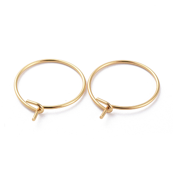 316 Surgical Stainless Steel Hoop Earrings Findings, Wine Glass Charms Findings, Real 18K Gold Plated, 25x0.8mm, Inner Diameter: 23.5mm, 20 Gauge