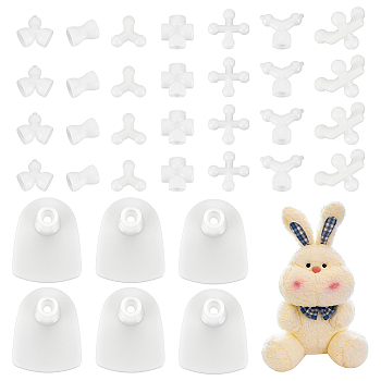 78Pcs 8 Styles Plastic Doll Joints, Doll Making Accessories, White, 15~50x10~40x6.5~24.5mm, Hole: 6mm