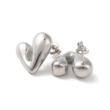 Non-Tarnish Heart 304 Stainless Steel Stud Earrings for Women(EJEW-L272-033P-04)-2