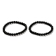 Natürliche Schungit-Stretcharmbänder mit runden Perlen(BJEW-NH0001-01B)-1