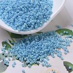 MIYUKI Delica Beads, Cylinder, Japanese Seed Beads, 11/0, (DB0215) Opaque Turquoise Blue Luster, 1.3x1.6mm, Hole: 0.8mm, about 20000pcs/bag, 100g/bag(SEED-J020-DB0215)