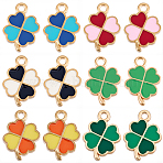 72Pcs 6 Colors Alloy Enamel Pendants, Golden, Clover, Mixed Color, 18x12x1.3mm, Hole: 1.8mm, 12pcs/color(ENAM-SC0008-08)