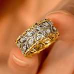 Brass Micro Pave Clear Cubic Zirconia Finger Rings, Wheat, Golden, 9mm, US Size 9(18.9mm)(FS-WG88BF1-04)