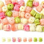 40Pcs 4 Styles Synthetic Coral Dyed Beads, Carved, Flower, Mixed Color, 8~8.5x8~8.5mm, Hole: 1.5mm, 10pcs/style(CORA-YW0001-04)