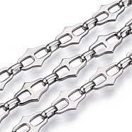 661 Stainless Steel Oval Link Chain, Unwelded, with Spool, Stainless Steel Color, 13.5x8.5x1.5mm, 6.5x4.5x2mm, about 32.81 Feet(10m)/Roll(CHS-T005-04P)