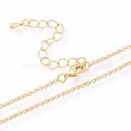 Brass Rolo Chain Necklaces Making, with Lobster Claw Clasps, Long-Lasting Plated, Golden, 16.14 inch(410mm)(MAK-L025-04G)