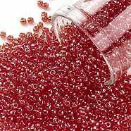 TOHO Round Seed Beads, Japanese Seed Beads, (109) Transparent Tropical Sunset-Lined Crystal Clear, 11/0, 2.2mm, Hole: 0.8mm, about 5555pcs/50g(SEED-XTR11-0109)