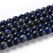 Natural Lapis Lazuli Beads Strands, Round, 8mm, Hole: 1mm, about 48pcs/strand, 15.5 inch(39cm)(G-A163-07-8mm)