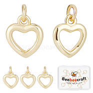 16Pcs Brass Heart Charms, with Jump Rings, Long-Lasting Plated, Real 18K Gold Plated, 10.5x9x1.5mm, Hole: 2.7mm(KK-BBC0004-62)