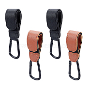 AHADEMAKER 4 Sets 2 Colors PU Leather Stroller Hooks, with Iron Spring Gate Ring, Mixed Color, Hook: 155x31x6mm, Clasp: 66x37x6mm, 2 sets/color(AJEW-GA0004-29)