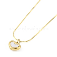 Ion Plating(IP) 304 Stainless Steel Pave Shell Heart Pendant Necklaces for Women, Golden, 17.72 inch(45cm)(NJEW-K276-32G)