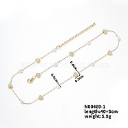 Fashion Elegant Plastic Imitation Pearl Chain Necklaces, with Brass Chain for Women Girl, Heart, 15.75 inch(40cm)(TS5370-1)