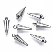 201 Stainless Steel Pendants, Cone, Stainless Steel Color, 14.5x5mm, Hole: 1.6mm(STAS-S117-002B-01)