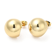 Rack Plating Brass Round Ball Stud Earrings, Lead Free & Cadmium Free, Long-Lasting, Real 18K Gold Plated, 17mm(X-EJEW-D064-05G)