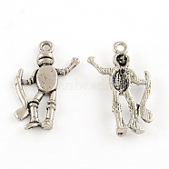 Tibetan Style Alloy Sport Pendants, Hockey Player, Lead Free & Cadmium Free, Antique Silver, 24.5x13x2mm, Hole: 2mm,  about 500pcs/500g(TIBEP-S291-23-RS)