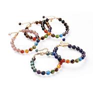 Chakra Jewelry, Natural Gemstone Bracelets, with Brass Lobster Claw Clasps and 304 Stainless Steel Twisted Chains, 7-1/2 inch(19cm)(BJEW-JB04561)