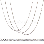 304 Stainless Steel Cable Chain Necklaces, Stainless Steel Color, 17.7 inch(45cm), 2mm, Link: 2.4x2x0.5mm, 30pcs/box(STAS-BC0002-32P)