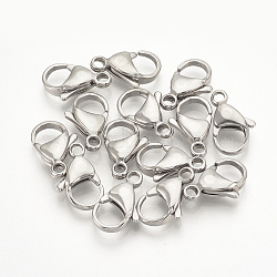 304 Stainless Steel Lobster Claw Clasps, Stainless Steel Color, 11x7x3.5mm, Hole: 1mm(X-STAS-T029-11)