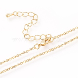 Brass Rolo Chain Necklaces Making, with Lobster Claw Clasps, Long-Lasting Plated, Golden, 16.14 inch(410mm)(MAK-L025-04G)